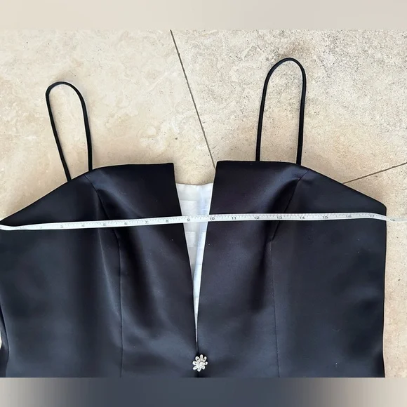 Cachet Vintage Tuxedo Contrast Princess Gown Split Front Evening Gown 16 - Picture 11 of 16